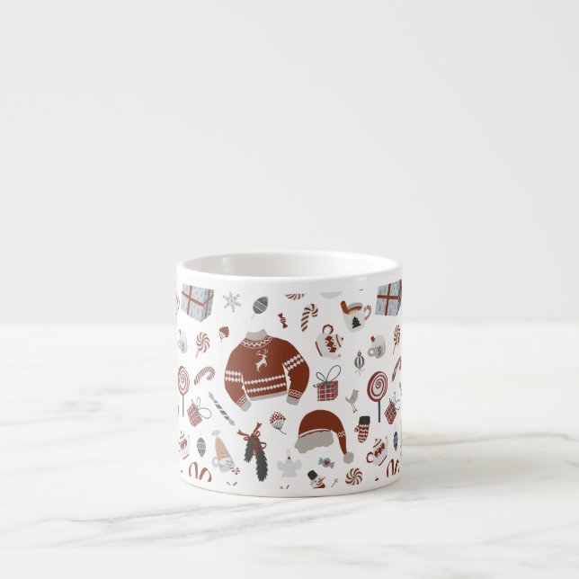 Retro Christmas Sweater Pattern  Espresso Cup (Front)