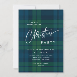 Retro Christmas Tartan Plaid Holiday Party Invitation