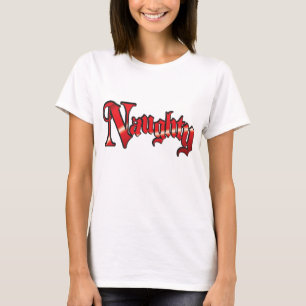Retro Christmas Text, Naughty in Red Letters T-Shirt