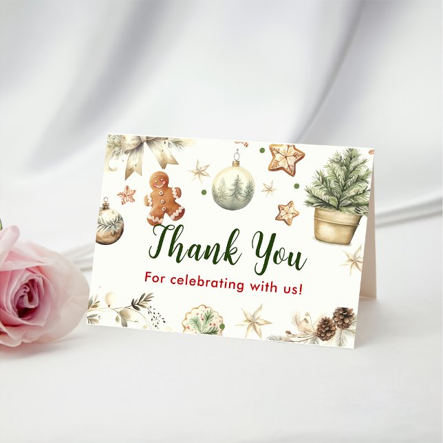 Retro Christmas Thank You Card For Birthday (Creator Uploaded)