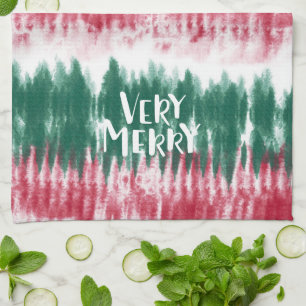 Retro Christmas Tie Dye   Funky Festive Tea Towel