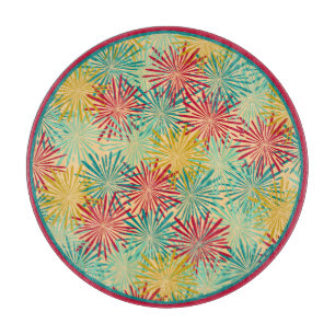 Retro Christmas Tinsel PomPoms (Tropical Colours) Cutting Board