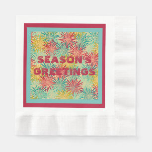 Retro Christmas Tinsel PomPoms (Tropical Colours)  Napkin