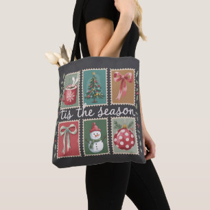 Retro Christmas Tis The Season Cosy Winter Santa Tote Bag