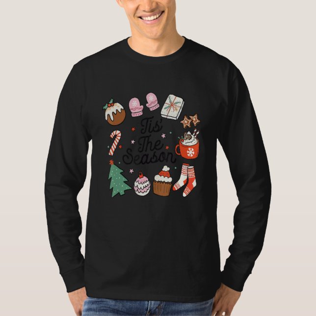 Retro Christmas Tis' The Season Santa Tree Cakes D T-Shirt (Front)