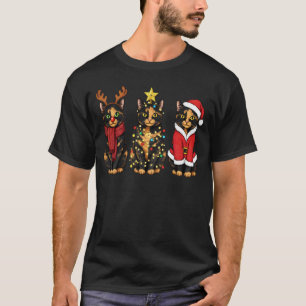 Retro Christmas Tortoiseshell Cat Santa Reindeer T-Shirt