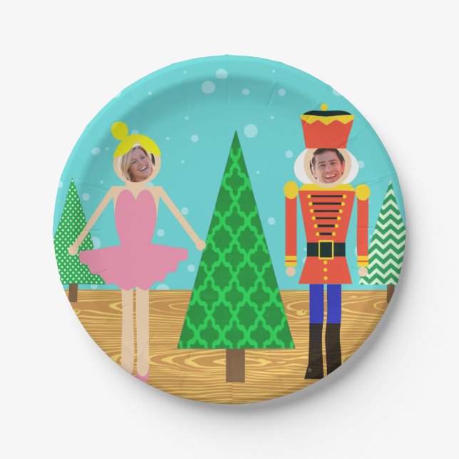 Retro Christmas Toy Parade Photo Paper Plate (Front)