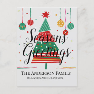 Retro Christmas Tree Customisable Holiday Postcard