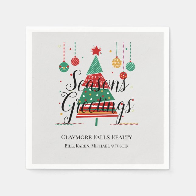 Retro Christmas Tree Customisable Napkin (Front)