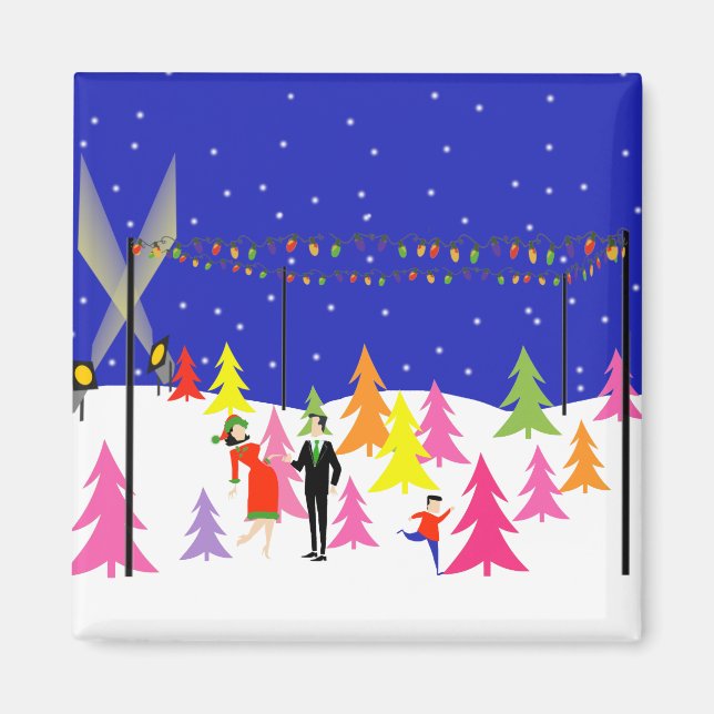 Retro Christmas Tree Farm Magnet (Front)