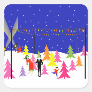Retro Christmas Tree Farm Stickers