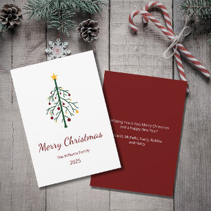 Retro Christmas Tree Festive Red Green Holiday Card