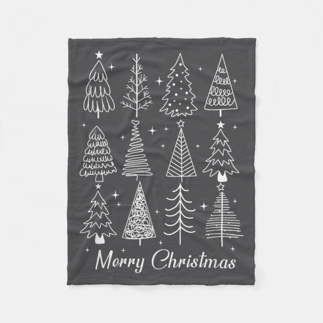 Retro Christmas Tree,funny Christmas Design Tee Wo Fleece Blanket (Front)