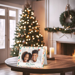 Retro Christmas Tree Holiday Family Photo Card