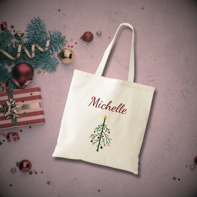 Retro Christmas Tree Lights Drawing Personalised Tote Bag (Creator Uploaded)