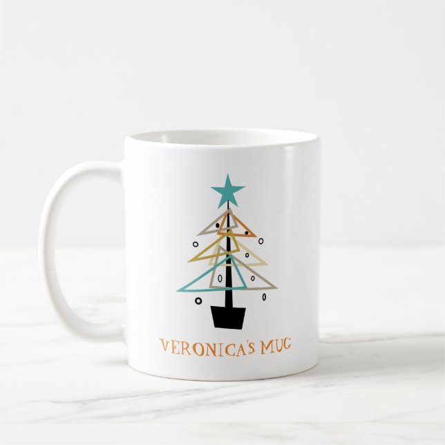 Retro Christmas Tree Mid Century Modern Holiday Co Coffee Mug (Left)