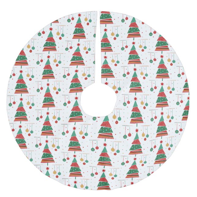 Retro Christmas Tree Pattern Brushed Polyester Tree Skirt (Front)
