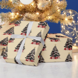 Retro Christmas Tree Pattern Wrapping Paper