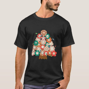 Retro Christmas Tree Smile Face Flower Xmas Light  T-Shirt