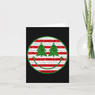 Retro Christmas Tree Smile Face Xmas Womens Teens  Card