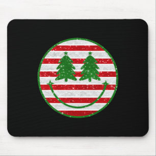 Retro Christmas Tree Smile Face Xmas Womens Teens  Mouse Pad