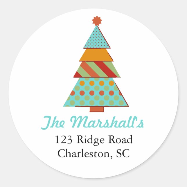 Retro Christmas Tree Sticker (Front)