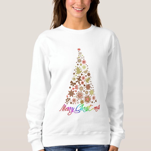 Retro Christmas Tree Women's Basic Sweatshirt (Front)