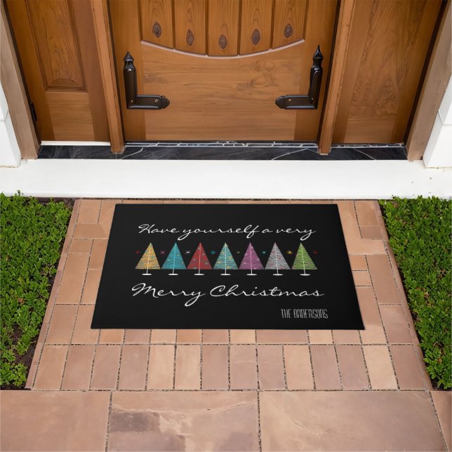 Retro Christmas Trees Doormat (Outdoor)