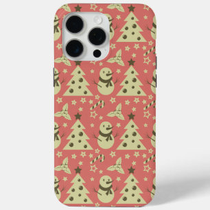 Retro Christmas trees holly berry star candy cane  iPhone 15 Pro Max Case