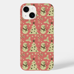 Retro Christmas trees holly berry star candy cane  Case-Mate iPhone 14 Case