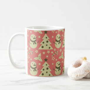 Retro Christmas trees holly berry star candy cane Coffee Mug