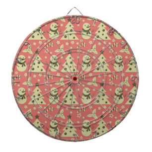 Retro Christmas trees holly berry star candy cane  Dartboard