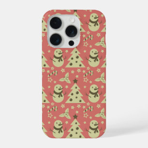 Retro Christmas trees holly berry star candy cane  iPhone 15 Pro Case