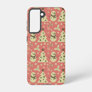 Retro Christmas trees holly berry star candy cane Samsung Galaxy Case