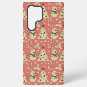 Retro Christmas trees holly berry star candy cane Samsung Galaxy Case