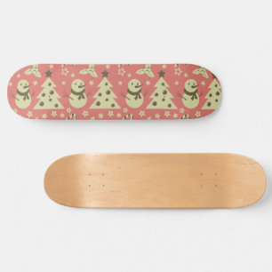Retro Christmas trees holly berry star candy cane  Skateboard