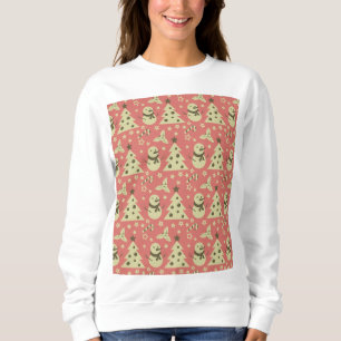 Retro Christmas trees holly berry star candy cane Sweatshirt