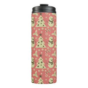 Retro Christmas trees holly berry star candy cane Thermal Tumbler