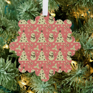 Retro Christmas trees holly berry star candy cane Tree Decoration Card