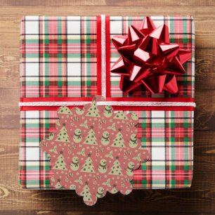 Retro Christmas trees holly berry star candy cane Tree Decoration Card