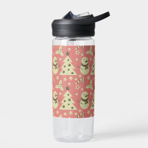 Retro Christmas trees holly berry star candy cane  Water Bottle