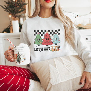 Retro Christmas Trees Let's Get Lit Sweatshirt