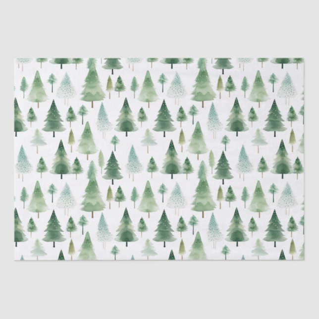 Retro Christmas Trees Tissue Paper (Front)