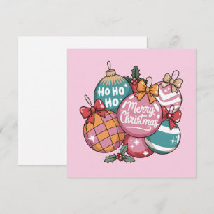 Retro Christmas Trendy Vintage Ho Ho Ho Disco Ball Holiday Card
