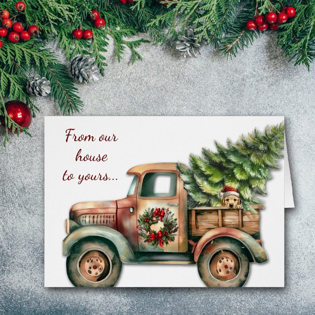 Retro Christmas Truck Yellow Labrador Retriever (Creator Uploaded)