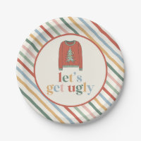Retro Christmas Ugly Sweater Party Paper Plates
