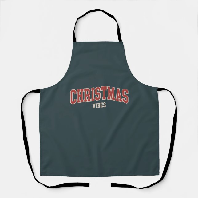 Retro Christmas Vibes Holiday Apron (Front)