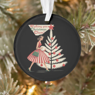 Retro Christmas Vintage 50s Holiday 1950s Lady  Ornament