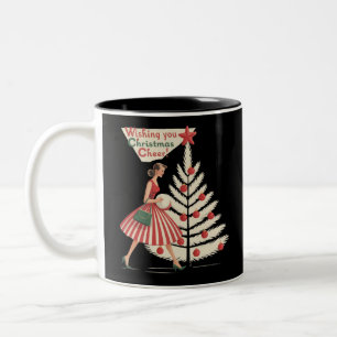Retro Christmas Vintage 50s Holiday 1950s Lady Two-Tone Coffee Mug