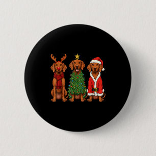 Retro Christmas Vizsla Santa Reindeer Dog Lover  6 Cm Round Badge